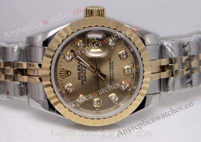 Replica Rolex Datejust 2-Tone jubilee Gold Face Watch for Ladies 26mm 1