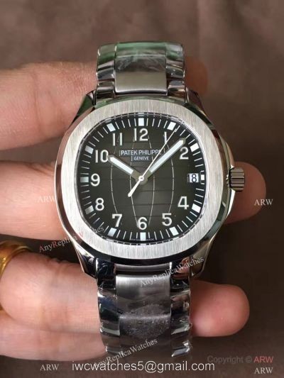 Swiss Replica Patek Philippe Aquanaut Gray Face Stainless Steel Watch 1