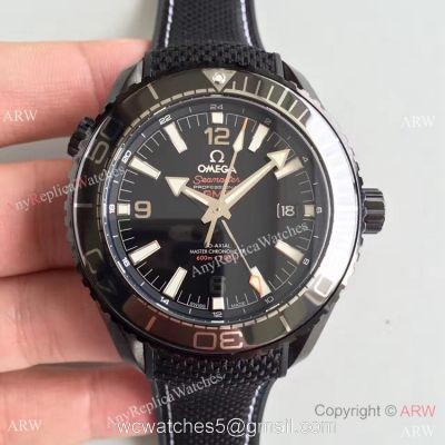 Swiss Replica Omega Seamaster Planet Ocean Deep Black GMT Ceramic Watch 1