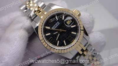 High Quality Rolex Replica Ladies Watch 2-Tone Black Dial Low Price 1