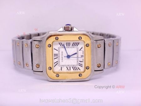 Replica 2-Tone Cartier Santos Mens Quartz Watch 29.5mm 1