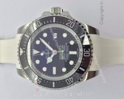 NEW Upgraded Rolex Deepsea 44mm Replica Watch White Rubber Strap 1