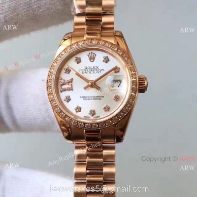 Rose Gold Rolex Datejust Rolex Replica Presidential Diamond Watch 1