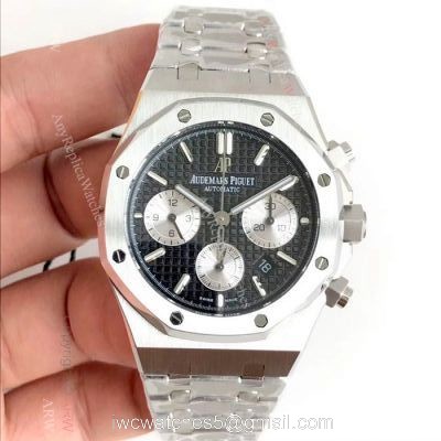 Swiss 7750 Royal Oak Audemars Piguet Replica Watch Stainless Steel Black Dial 1
