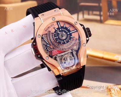 Swiss quality Copy Hublot MP-09 Tourbillon Bi-Axis Rose Gold Watch 1