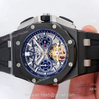 Audemars Piguet Royal Oak offshore Solid Black Watch Fake AP Skeleton 1