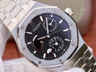 Swiss 2329 Audemars Piguet Royal Oak GMT Stainless Steel Black Dial Watch 1