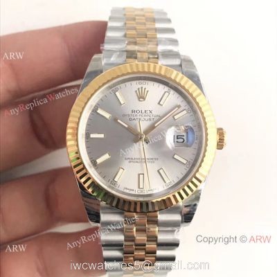 (EW) Rolex Datejust II 41mm Mens Watch 2-Tone Silver Face ETA3255 1