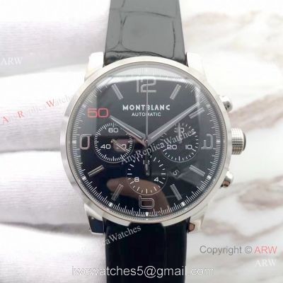 Swiss 7750 Mont Blanc Clone Timewalker Black Face Watch Red 50 on Dial 1