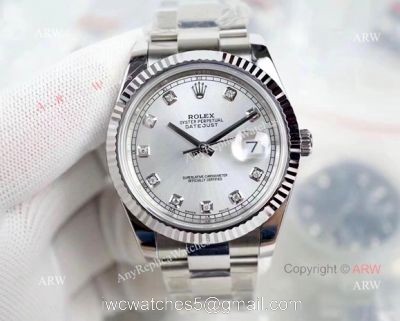 (EW) Swiss 3235 Rolex Datejust II Silver Diamond Dial Replica Watches DJII 41mm 1