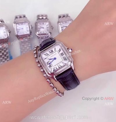 Cartier Panthere De Cartier Watch SS Black Leather Strap 1