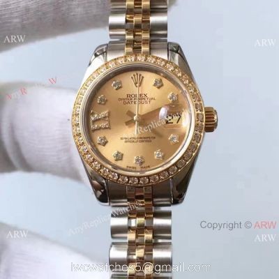 Upgraded Version Rolex Lady Datejust Replica Watch 2-Tone Star Diamond 26mm 1