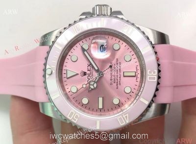 Copy Pink Face Pink Ceramic Bezel Pink Rolex Submariner Watch 40mm 1