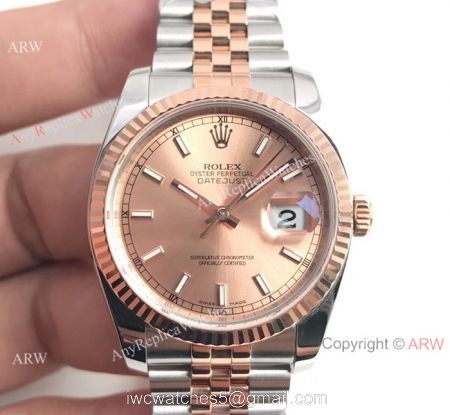 Super Clone 3135 Rolex Datejust Two Tone Rose Gold Jubilee Watch 36mm 1