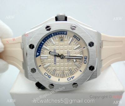 2019 New Audemars Piguet Royal Oak Offshore Diver Watches Beige Dial Beige Rubber Band 1