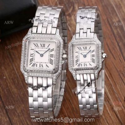 Cartier Panthere Limited Edition Stainless Steel Diamonds Replica Watch 1