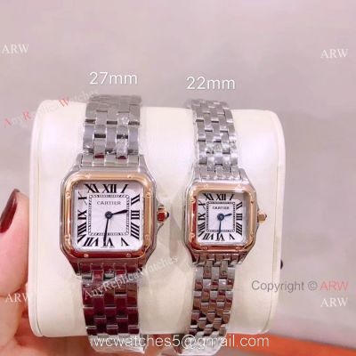 Panthere De Cartier Quartz Watches SS Rose Gold Bezel 1