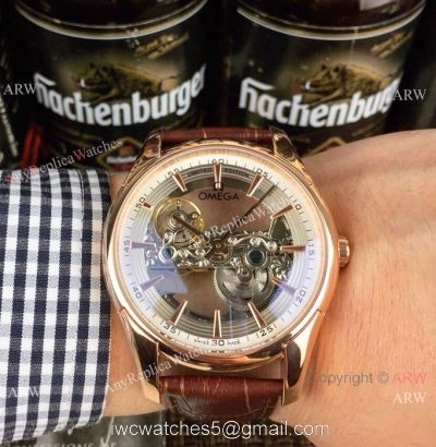 Best Replica Omega Rose Gold Hollow Dial Watches 1