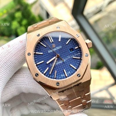 Audemars Piguet Royal Oak Rose Gold Blue Face Watches Low Price 1