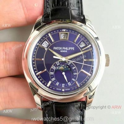 (KM)Replica Patek Philippe Complications Annual Calendar Swiss Watch SS Blue Dial 1