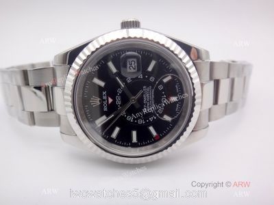 High Quality Rolex Sky Dweller Replica Watch Stainless Steel Black Face 40mm 1