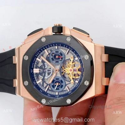 Fake Audemars Piguet Royal Oak offshore Watches Rose Gold Black Bezel 1
