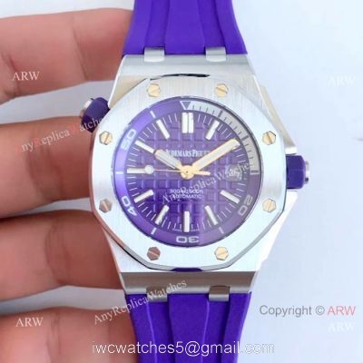 Copy Audemars Piguet Royal Oak Offshore Diver Swiss 3120 Watch SS Purple Dial 1