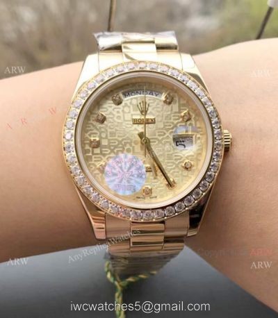 Rolex Day Date President Replica Micro Dial Diamond Bezel Watch 36mm 1