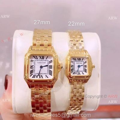 Panthere De Cartier Replica Watches Yellow Gold White Roman Dial 1