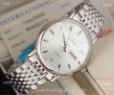 New Replica Omega Day Date Stainless Steel Silver Watch Automatic Movement 1