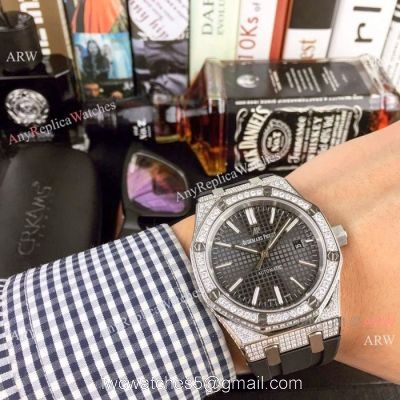Audemars Piguet Royal Oak Diamond Replica Watches 43mm Black Dial 1