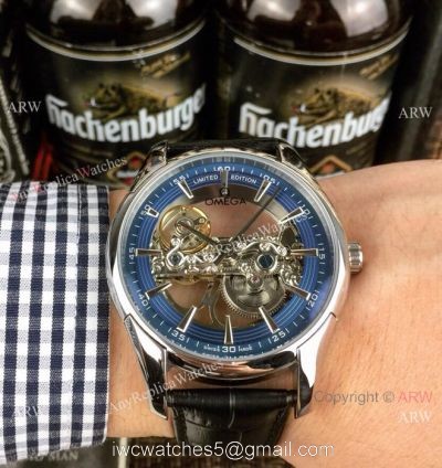 New Style Replica Omega Skeleton Watches Silver Case 42mm 1
