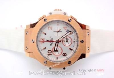 Replica Hublot Big Bang Tutti Frutti Rose Gold White Rubber Strap Watch 1