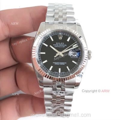 AR Factory V2 Rolex Datejust 36 Black Face Noctilucent Marker Watch SWISS 3135 MOVEMENT 1