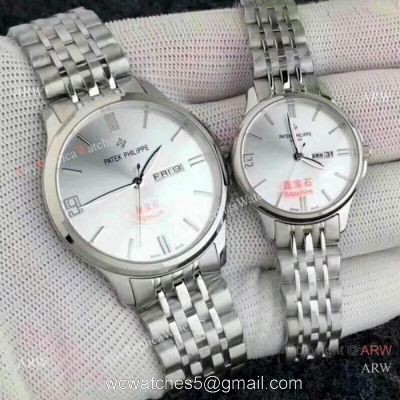 Patek Philippe Calatrava Lovers Watch Stainless Steel Silver Dial 1