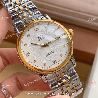 New Style Omega DeVille Automatic Watches Two Tone White Face 1