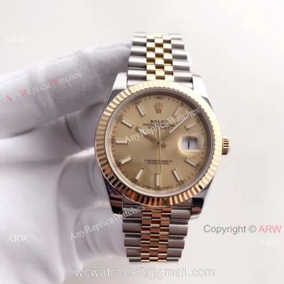 (EW) Replica Datejust 2 Rolex Gold Jubilee watch Gold Face ETA3255 1