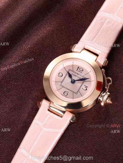 Knock off Cartier Pasha Ladies 28MM Watch Rose Gold Pink Version 1