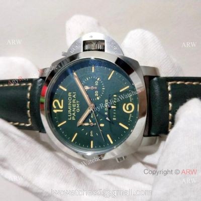 Replica Panerai Luminor Green Dial Green Leather Strap Watch Men 1