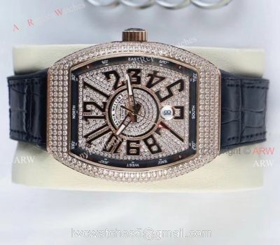 High Quality Franck Muller Vanguard Iced Out Full Diamond Replica Watches For Sale 1