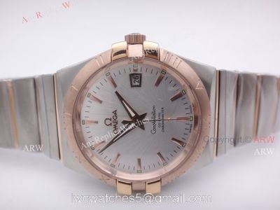 Replica Omega Constellation Automatic Men Watch 2 Tone Rose Gold Band W White Dial 1