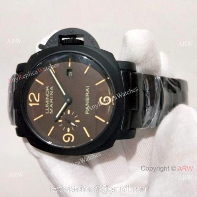 Copy Luminor Marina Panerai Watch Black Steel Brown Dial 1