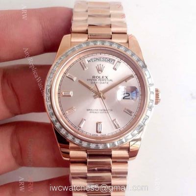 New Upgraded Rolex Day-Date II 2836 Watch Rose Gold Diamond Bezel 1