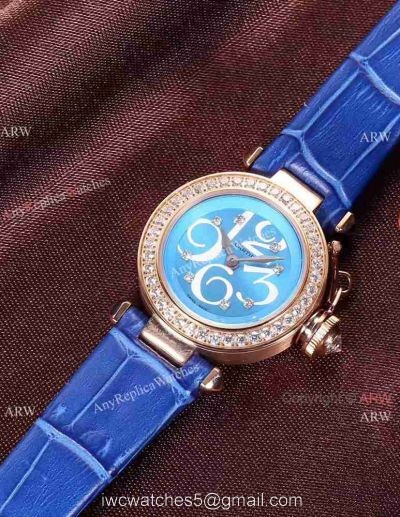 Wholesale Price Replica Cartier Pasha Lady Watch Rose Gold Case Blue Version 1