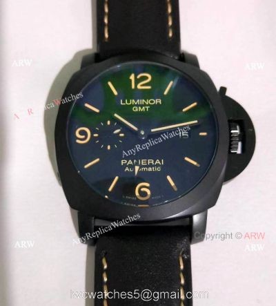 Clone Panerai Luminor GMT PAM00320 Black Steel Watch Orange Markers 1