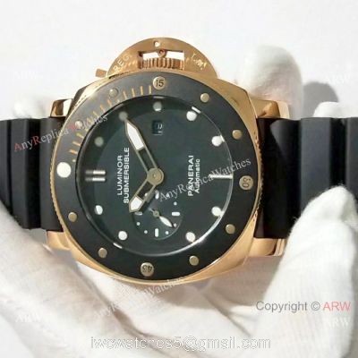Copy Panerai Luminor Submersible Rose Gold Black Bezel Watch 47mm PAM684 1