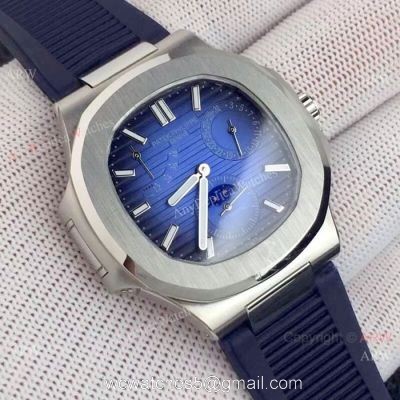 Best Quality Patek Philippe Nautilus Power Reserve Watches SS Blue Dial 1