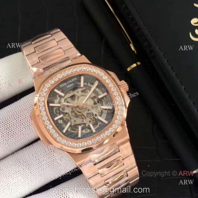Newest Replica Patek Philippe Nautilus Watches Rose Gold Hollow 1