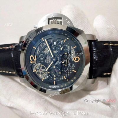 New Replica Panerai Luminor GMT Men Watch SS Skeleton Dial 1