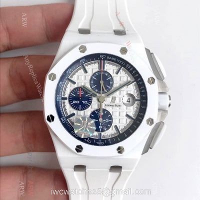 JF Replica Audemars Piguet Royal Oak Offshore Swiss 3126 Watch White Ceramic Case 1
